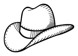 Wall Mural - doodle line art vector illustration of a cowboy hat isolated on white