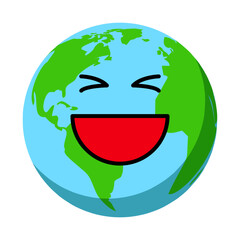 Wall Mural - Vector illustration of laughing earth emoji on transparent background