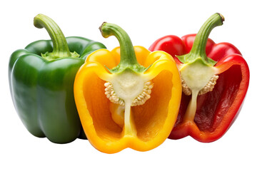 isolated bell pepper halves: halves of bell peppers isolated on a transparent background, featuring 