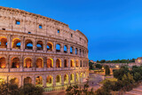 Fototapeta  - Rome Italy night city skyline at Rome Colosseum