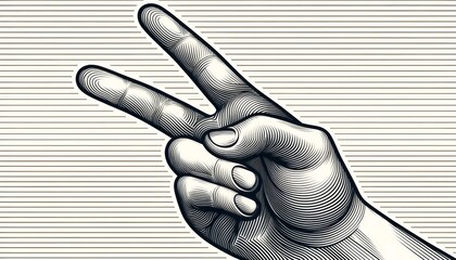 A close-up image of a hand gesture in line art style.