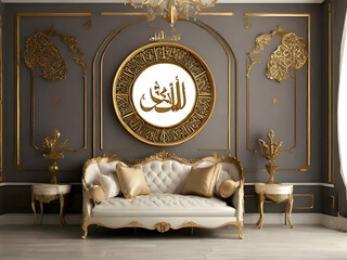 Wall Mural - luxury living room with furniture decoration, wood,Ai generated 