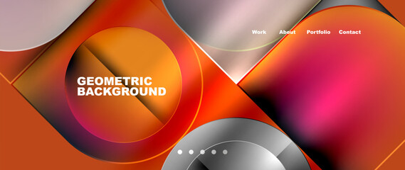 Aufkleber - A vibrant geometric background featuring circles and squares in shades of orange and amber. This closeup showcases the material properties of automotive lighting and wheel systems