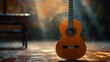 A classic acoustic guitar, inviting viewers to explore the world of music and creativity