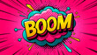 © ChristacilinCreative - A vibrant bubble gum pink pop art comic book background with the word 'BOOM'