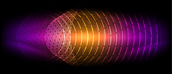 Poster - A mesmerizing gas cone in magenta and electric blue tints, glowing against the darkness with a lens flare and circle visual effect lighting, captured in stunning macro photography