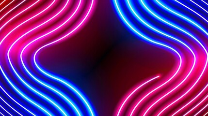 Poster - Abstract background of vibrant neon waves in blue and pink, creating a dynamic flowing pattern.