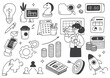 set of hand drawn business concept doodle icons 