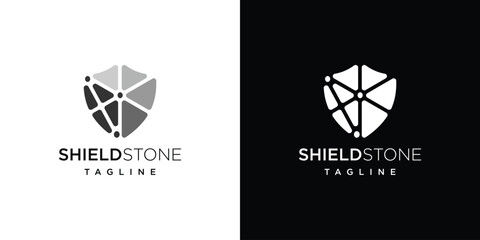 Wall Mural - shield stone logo vector icon. shield shaped stone logo vector icon illustration