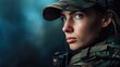 Courageous female soldier returning home from the army. copy space for text.