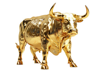 a gold bull statue with horns