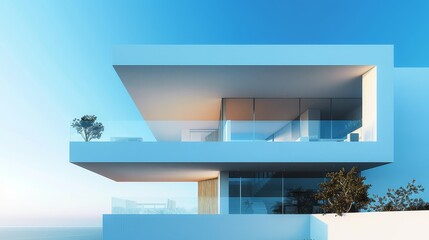 Wall Mural - Minimalist Architecture Modern Buildings: 3D images showcasing minimalist architectural designs of modern buildings