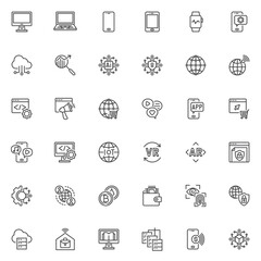 Aufkleber - technology and digital line icons set
