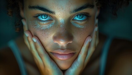 Poster - portrait of a woman with colored eyes