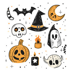 Wall Mural - halloween pumpkins set