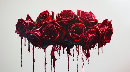 Sticker - bloody red rose petals