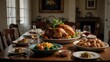 A feast laid out on the dining table, evoking memories, emotions, and family dynamics intertwined with each dish ai_generated
