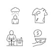 © Murad - homeless outline icon set includes thin line donation, bunk bed, leftover, bridge, mittens, alcohol, food stall icons for report, presentation, diagram, web design