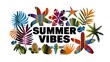 © Volodymyr Skurtul - Vibrant Summer Vibes Graphic Design with Tropical Flora and Bird Silhouettes