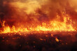 Fierce Wildfire Raging through the Landscape,Threatening to Consume the Land with Its Relentless Flames in a Cinematic