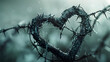 Intertwined Hearts:An Intimate Natural Embrace Amidst Frozen Thorns