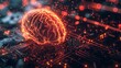 An advanced AI neural network visualized as a glowing, ever-changing brain, making split-second decisions to fortify network security against emerging threats. 32k, full ultra hd, high resolution