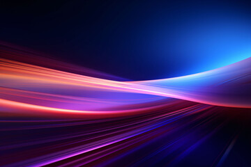 Poster - Streamlined speed light blue and purple special effects, abstract technology blue KV main visual business background