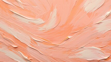  Closeup of abstract rough peach fuzz color colored art painting texture, with oil or acrylic brushstroke, floral pattern, flowers, petals