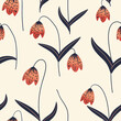 Seamless floral pattern with stylized orange bells