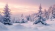 © doraclub - Serene Snowy Landscape with Frosted Trees Under a Calm Grey Sky