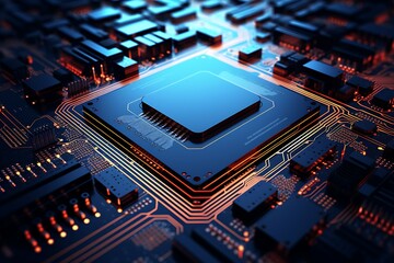 Wall Mural - circuit board background. 3d rendering, 3d illustration