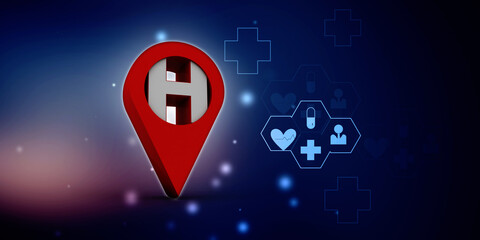 Poster - 3d rendering hospital navigation planning, concept

