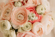 White and pink blossoms bouquet close up
