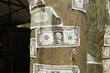 One Dollar Bills Stapled Wooden Post - United States Washington
