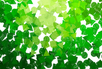 Fototapete - Dark  green, yellow vector pattern in polygonal style with circles.