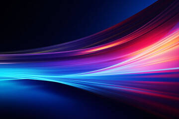 Poster - Streamlined speed light blue and purple special effects, abstract technology blue KV main visual business background