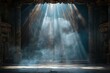 Theater stage with smoke and rays of light,   rendering