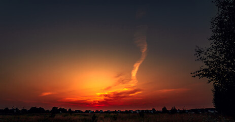 Wall Mural - Colorful cloudy sky at summer sunset. Gradient color. Sky texture, abstract nature background