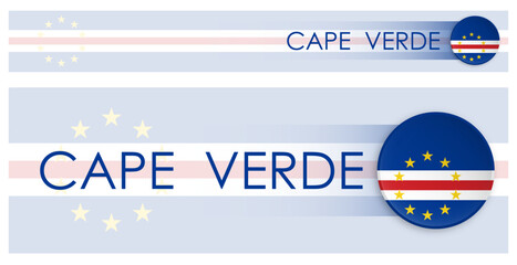 Wall Mural - Cape Verde flag horizontal web banner in modern neomorphism style. Webpage Cape Verde country header button for mobile application or internet site. Vector