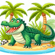 illustration crocodile on the beach