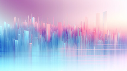 Crowded city concept in abstract synthwave palette cityscape background