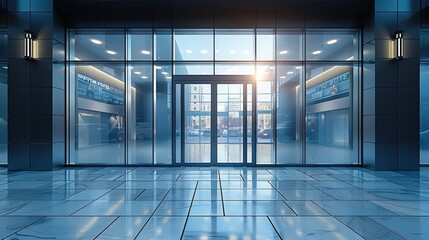 Poster - Storefront windows in modern building. Generative AI.