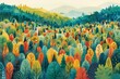 Fantasy multicolored forest, abstract illustration
