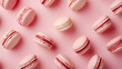 Sweet macaroons on pink background