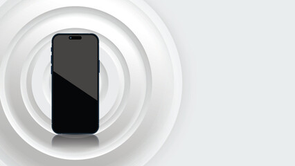Poster - Smartphone and mobile phone screen mockups. Cellphone 3d with neomorphism and skeuomorphism design style Background. Vector
