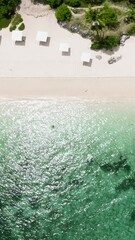 Wall Mural - Top view of tropical sandy beach and blue sea. Bantayan island, Philippines.