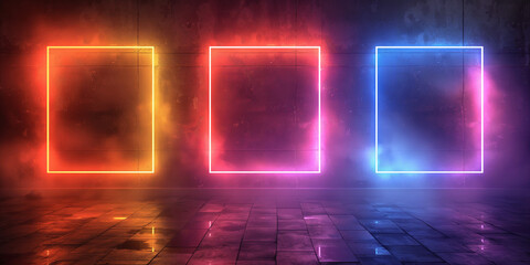 Wall Mural - Set of realistic neon frames