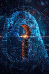 Poster - A digital representation of a human head. Suitable for technology concepts