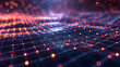 Grid surface. Abstract science or technology background. Digital background with glowing particles and lines. Big data visualization. Connecting internet of things