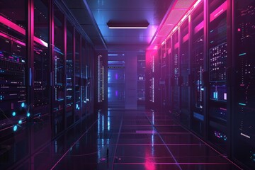 Poster - A room filled with servers, suitable for technology concepts